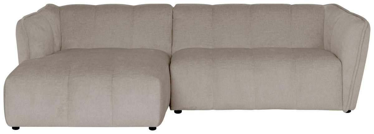 ECKSOFA LIVOLI in Chenille Creme  160/246 cm  - Creme/Schwarz, Design, Textil (160/246cm) - MID.YOU