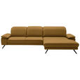 ECKSOFA Dieter Knoll in Echtleder Currygelb  332/193 cm  - Currygelb/Schwarz, Design, Leder/Metall (332/193cm) - Dieter Knoll