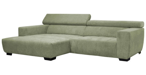 ECKSOFA in Webstoff Olivgrün  - Schwarz/Olivgrün, KONVENTIONELL, Textil/Metall (182/279cm) - Hom`in