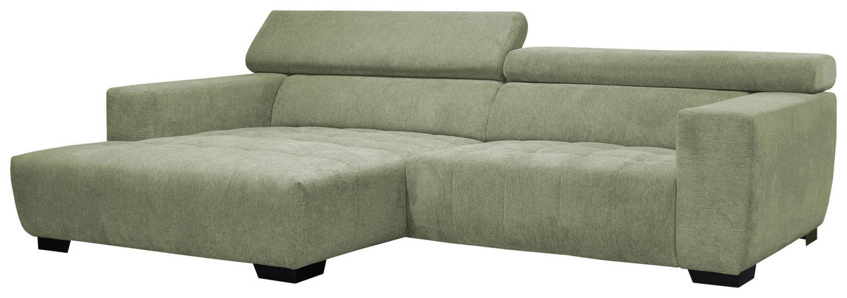 ECKSOFA in Webstoff Olivgrün  - Schwarz/Olivgrün, Konventionell, Textil/Metall (182/279cm) - Hom`in