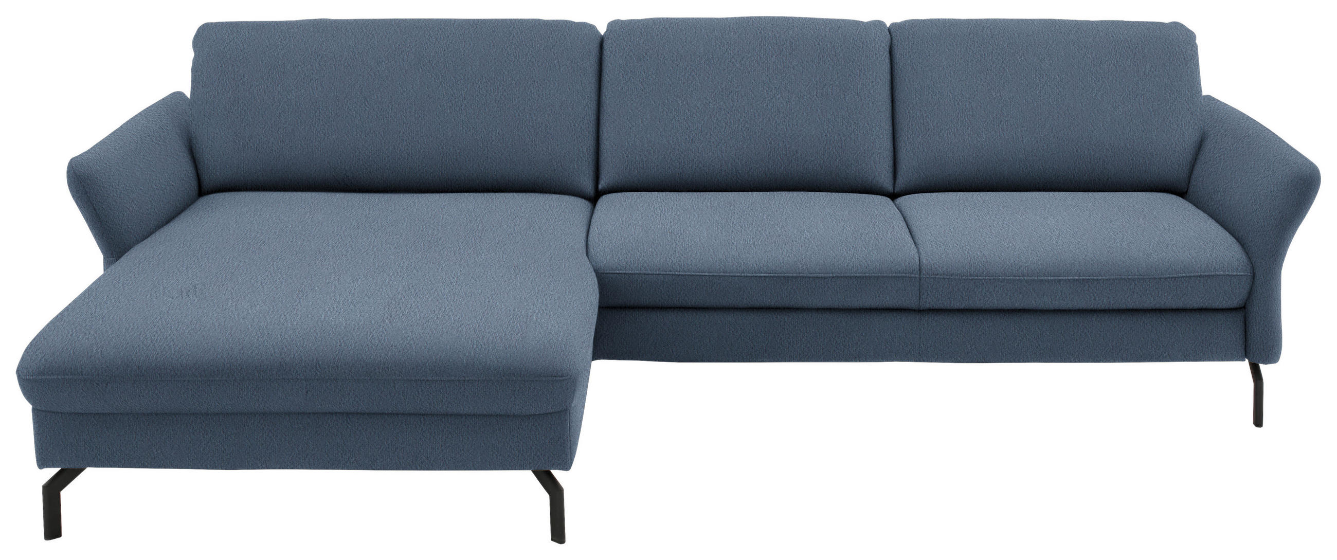 ECKSOFA in Velours Blau  - Blau/Schwarz, Design, Textil/Metall (179/306cm) - Beldomo System