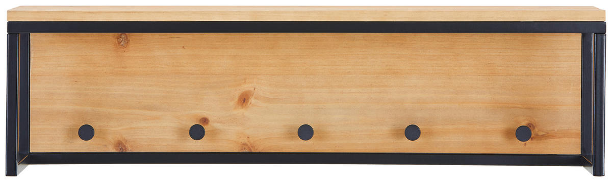 WANDGARDEROBE  in Tanne vollmassiv Naturfarben, Schwarz  - Schwarz/Naturfarben, Design, Holz/Metall (79/22/20cm) - MID.YOU