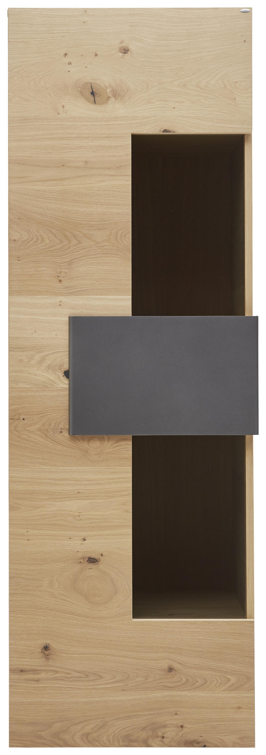 VITRINE  in furniert, massiv Wildeiche Anthrazit, Eichefarben - Eichefarben/Anthrazit, Natur, Glas/Holz (65,2/194/44cm) - Voglauer