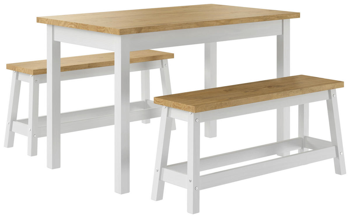 TISCHGRUPPE Naturfarben, Weiß  - Naturfarben/Weiß, Natur, Holz (120/98/76,5/46/70/28cm) - Livetastic