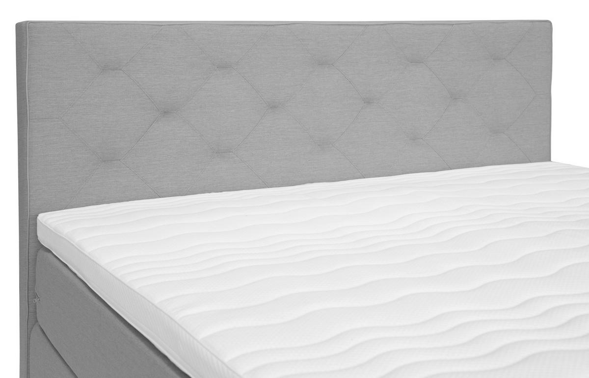 BOXSPRINGBETT 160/200 cm  in Hellgrau  - Hellgrau/Alufarben, KONVENTIONELL, Textil/Metall (160/200cm) - Welnova