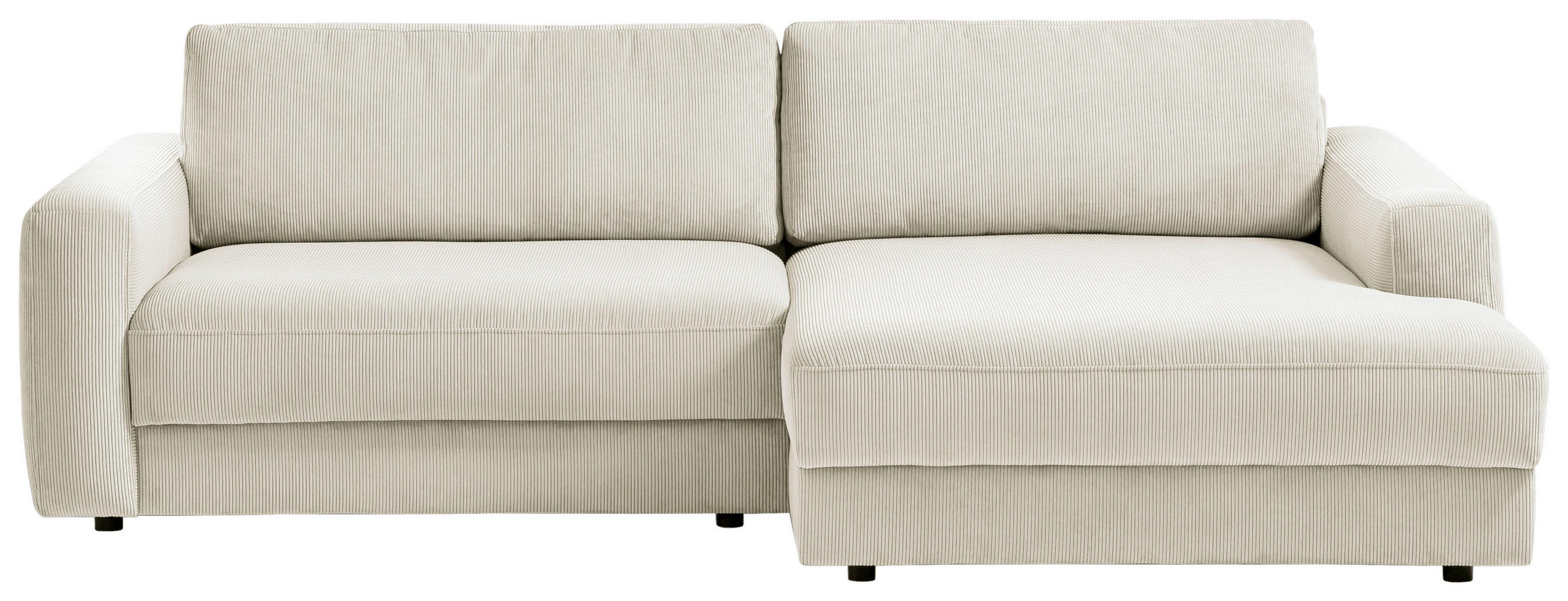 ECKSOFA BOURBON in Cord Creme 250/176 cm - Creme/Schwarz, MODERN, Textil (250/176cm) - Trendmanufaktur