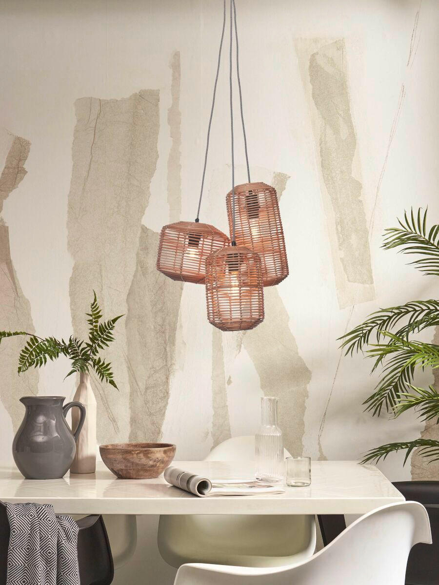 HÄNGELEUCHTE GOOD&MOJO 49/49/53 cm - Naturfarben, Trend, Holz (49/49/53cm) - Good & Mojo