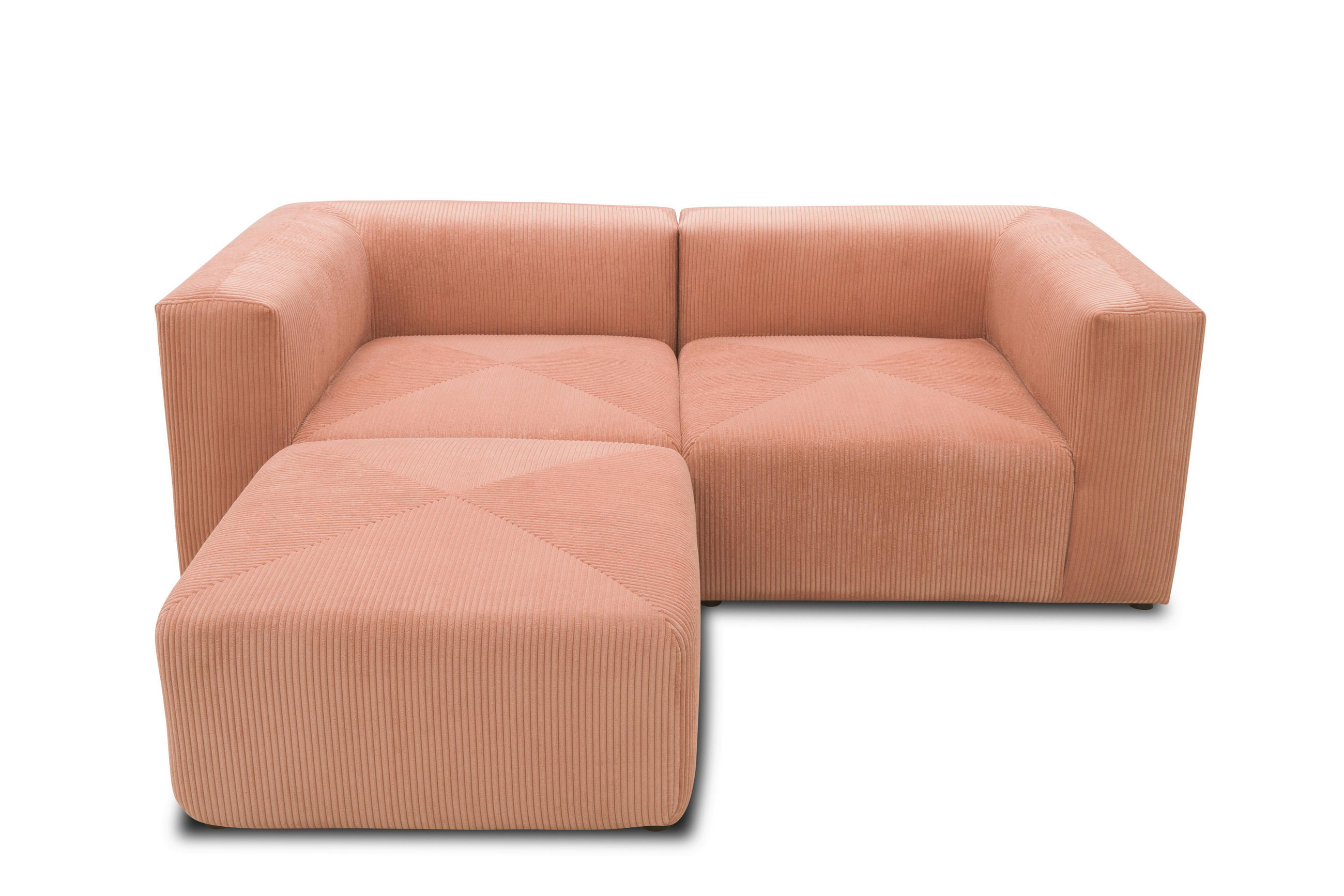 ECKSOFA Rosa, Roségold Cord, Mikrofaser - Roségold/Schwarz, Design, Kunststoff/Textil (216/69/193cm) - MID.YOU