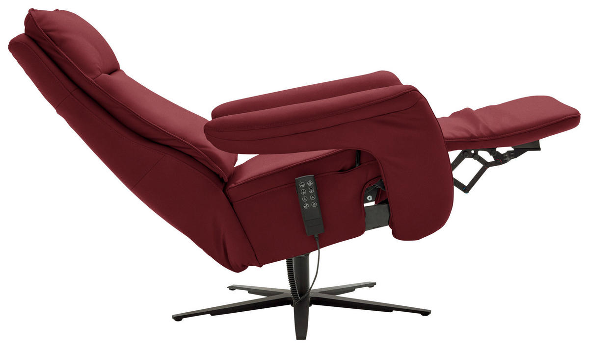 RELAXSESSEL in Leder Rot  - Rot/Schwarz, Design, Leder/Metall (83/116/87cm) - Valdera