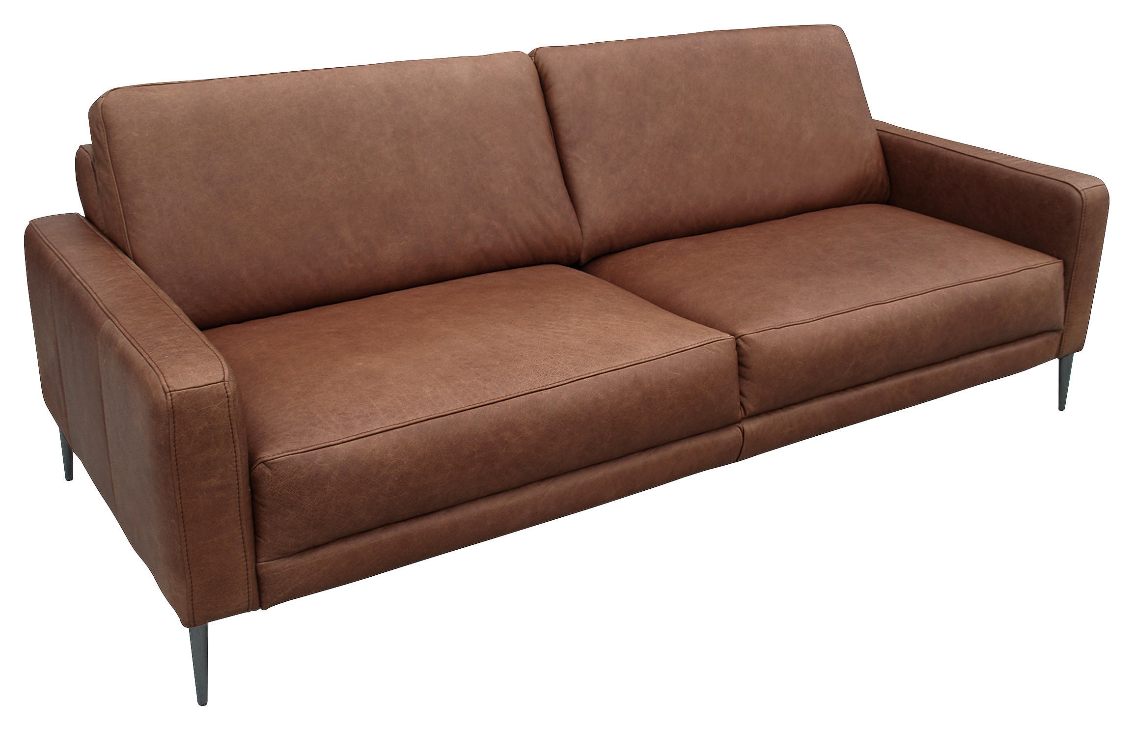 3-SITZER-SOFA in Leder Dunkelbraun  - Dunkelbraun/Schwarzchrom, Design, Leder/Metall (187/85/92cm) - Livetastic