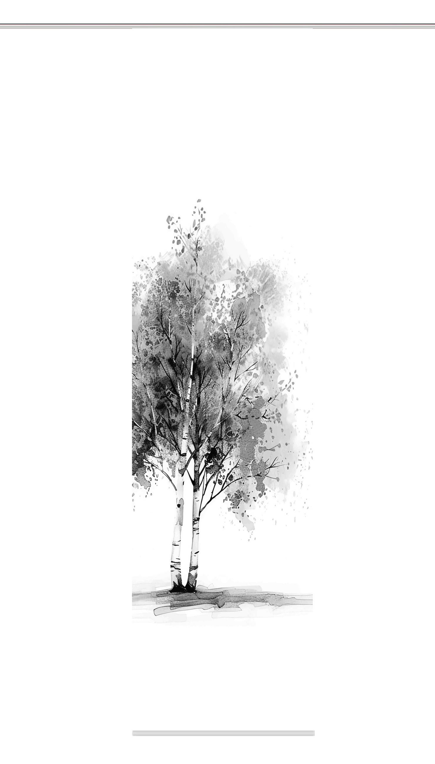 XXXLutz Flächenvorhang Tree Weiß, Grau Hochglanz 60x245 cm