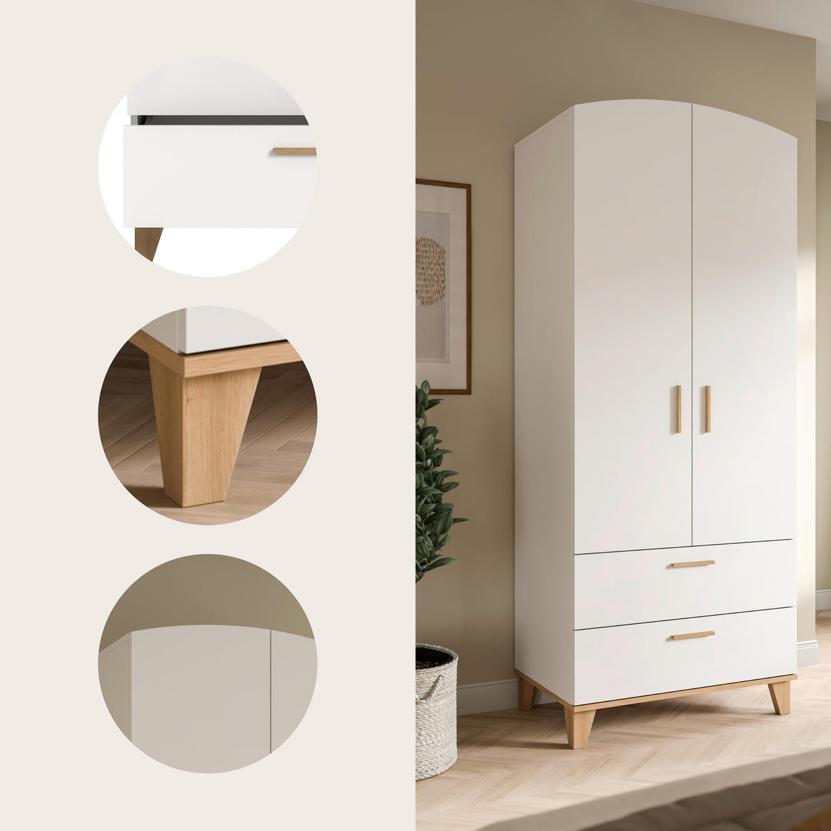 DREHTÜRENSCHRANK  in Weiß, Eiche Artisan  - Eiche Artisan/Weiß, ROMANTIK / LANDHAUS, Holzwerkstoff/Kunststoff (81/198/51cm) - Livetastic