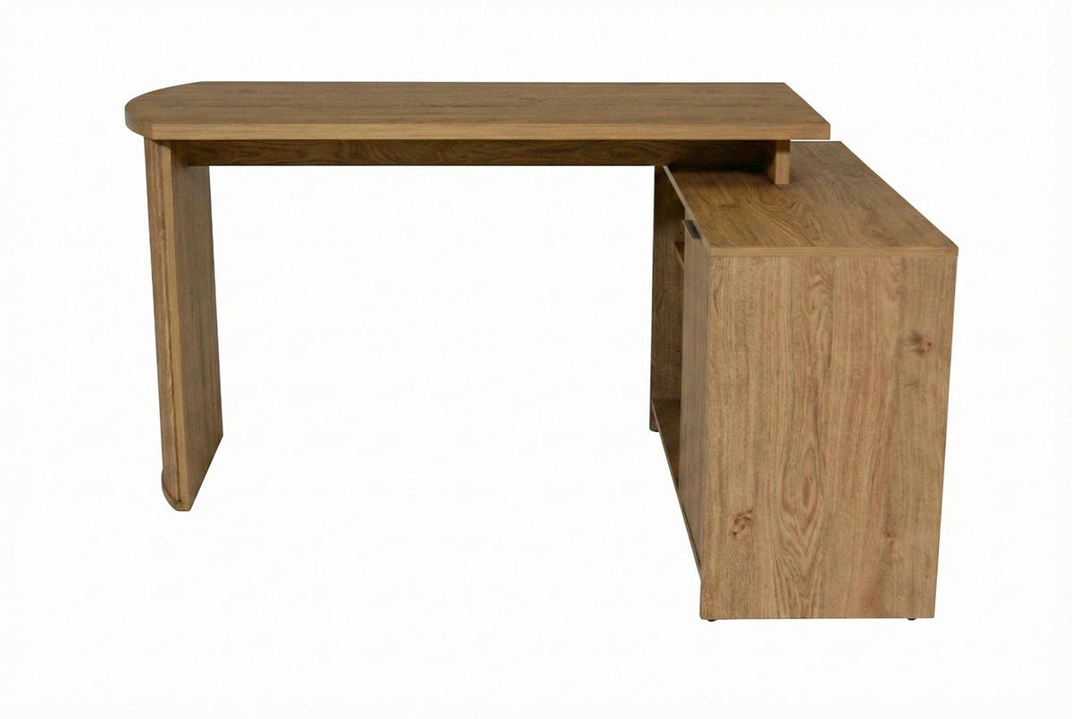 ECKSCHREIBTISCH 150/120/75 cm Eichefarben Kabeldurchlass, Stauraum, seitenverkehrt montierbar  - Eichefarben/Silberfarben, Modern, Holzwerkstoff/Metall (150/120/75cm) - MID.YOU