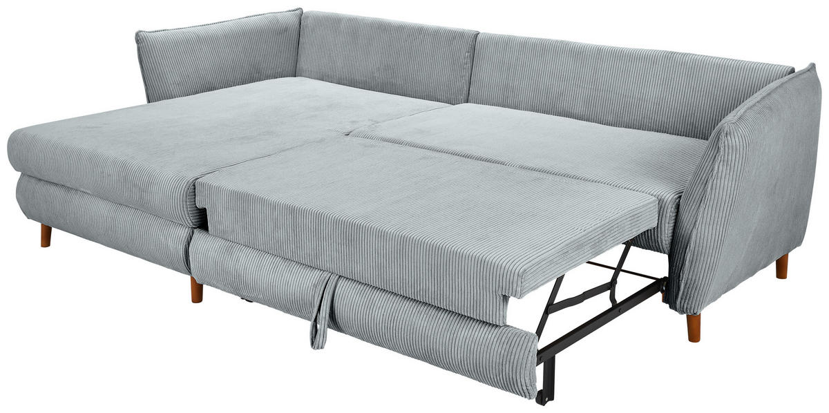 ECKSOFA in Cord Grau  - Eichefarben/Grau, Konventionell, Holz/Textil (162/284cm) - Carryhome