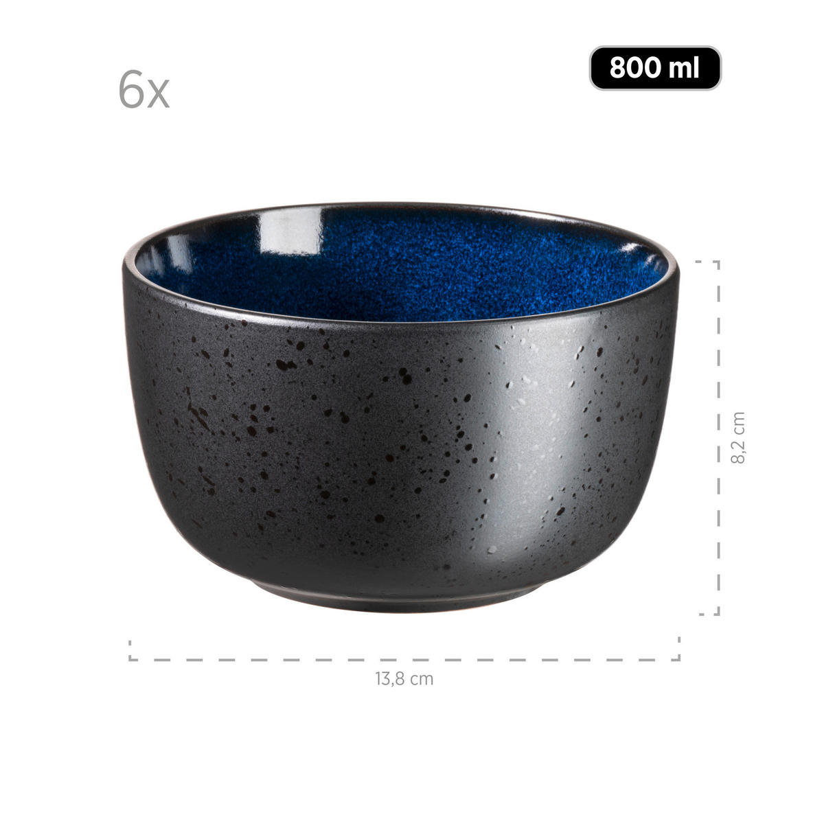 FRÜHSTÜCKSSERVICE Niara  - Blau/Schwarz, Basics, Keramik - Mäser