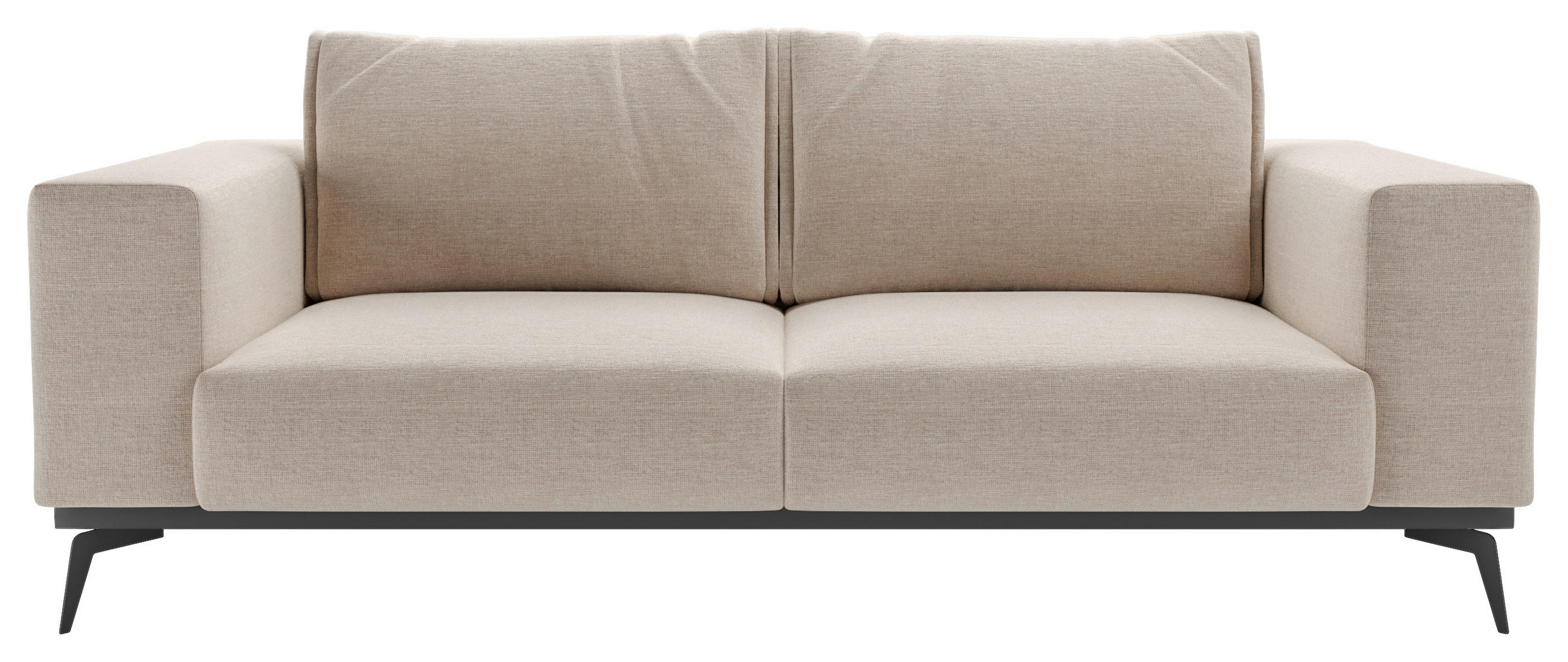 2-SITZER-SOFA beflockt Beige  - Beige/Creme, Design, Holz/Textil (250/87/95cm) - MID.YOU