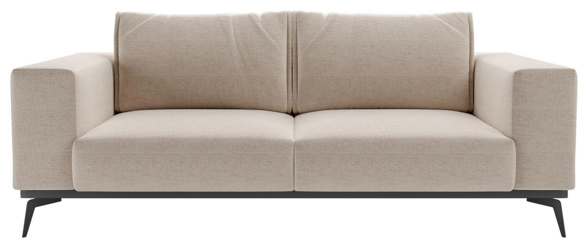 2-SITZER-SOFA in beflockt Beige  - Beige/Creme, Design, Holz/Textil (250/87/95cm) - MID.YOU