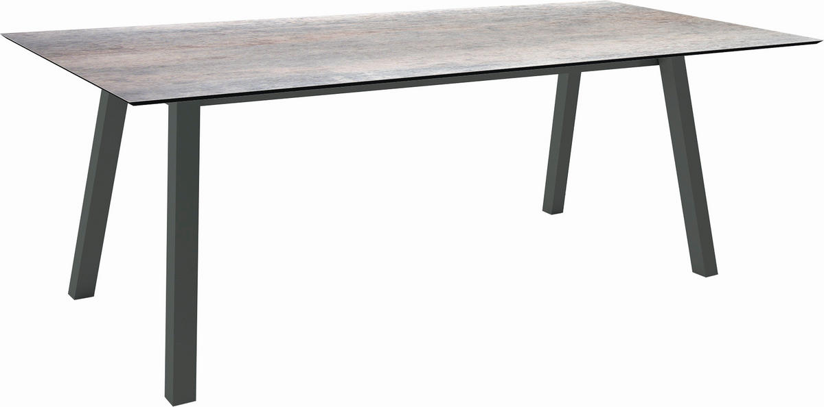 GARTENTISCH Kunststoff Grau rechteckig  - Anthrazit/Grau, MODERN, Kunststoff/Metall (220/100/75cm) - Stern