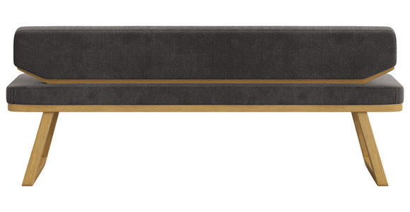 SITZBANK 190/80/52 cm Flachgewebe Schwarz, Eichefarben Eiche massiv - Eichefarben/Schwarz, Basics, Holz/Textil (190/80/52cm) - Carryhome