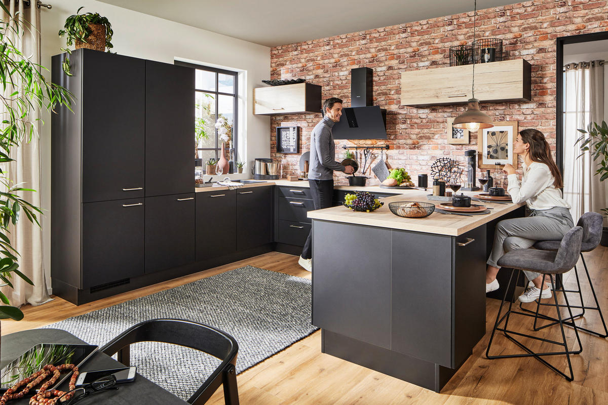 INBYGGNADSKÖK   - svart, Design, trämaterial - Celina