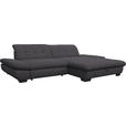 ECKSOFA in Mikrofaser Grau  - Schwarz/Grau, Design, Textil/Metall (290/198cm) - Xora