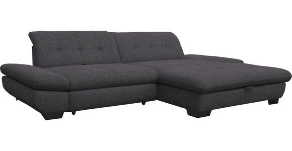 ECKSOFA in Mikrofaser Grau  - Schwarz/Grau, Design, Textil/Metall (290/198cm) - Xora