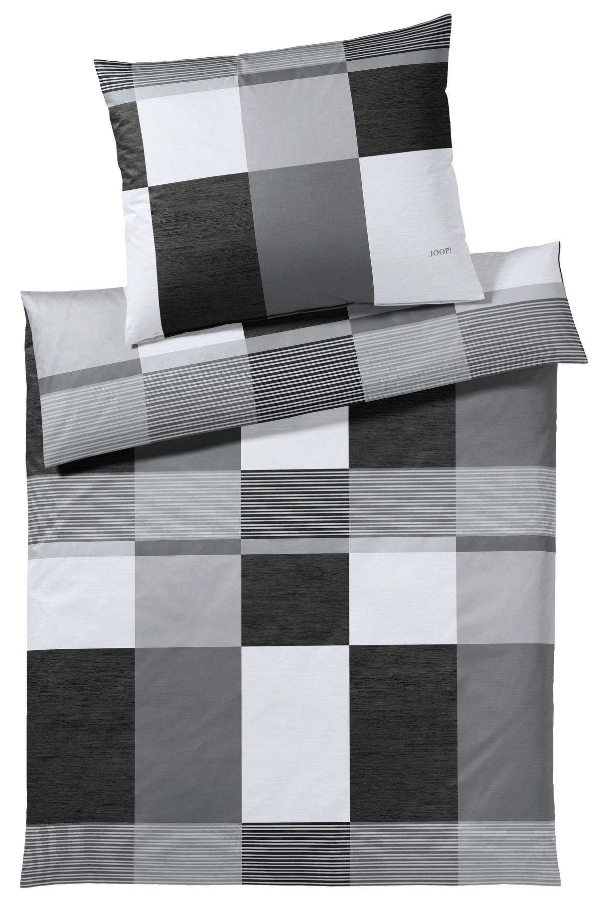BETTWÄSCHE Plaza Squares Makosatin 140/200 cm  - Schwarz, Basics, Textil (140/200cm) - Joop!