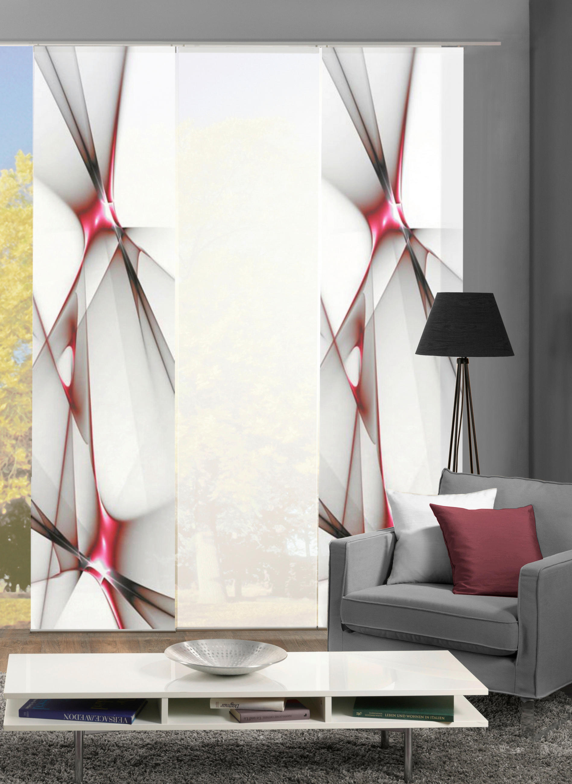 FLÄCHENVORHANG FRANKLIN, 3-TLG  3 Stück    60/245 cm  - Rot, Basics, Textil (60/245cm)