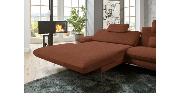 ECKSOFA in Velours Kupferfarben 184/284 cm - Schwarz/Kupferfarben, Design, Textil/Metall (184/284cm) - Dieter Knoll