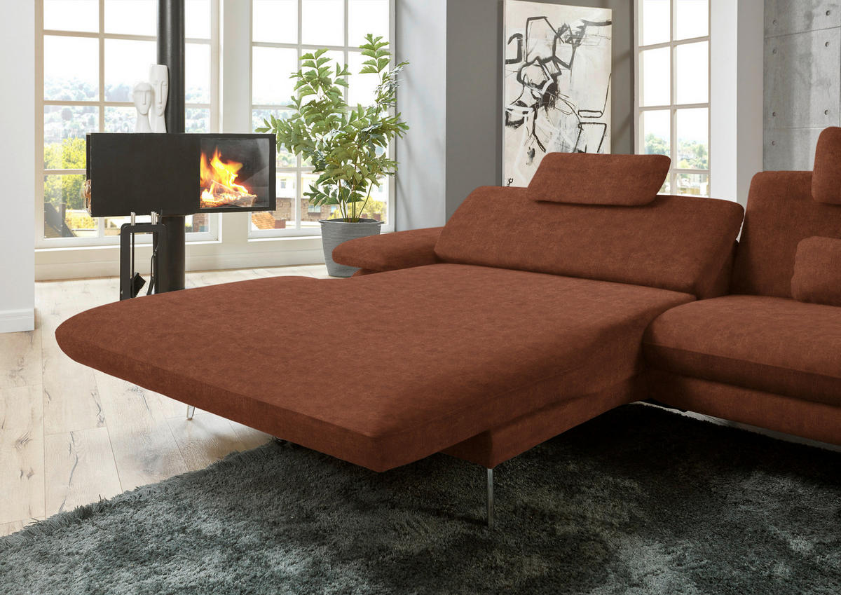 ECKSOFA in Velours Kupferfarben  - Schwarz/Kupferfarben, Design, Textil/Metall (184/284cm) - Dieter Knoll