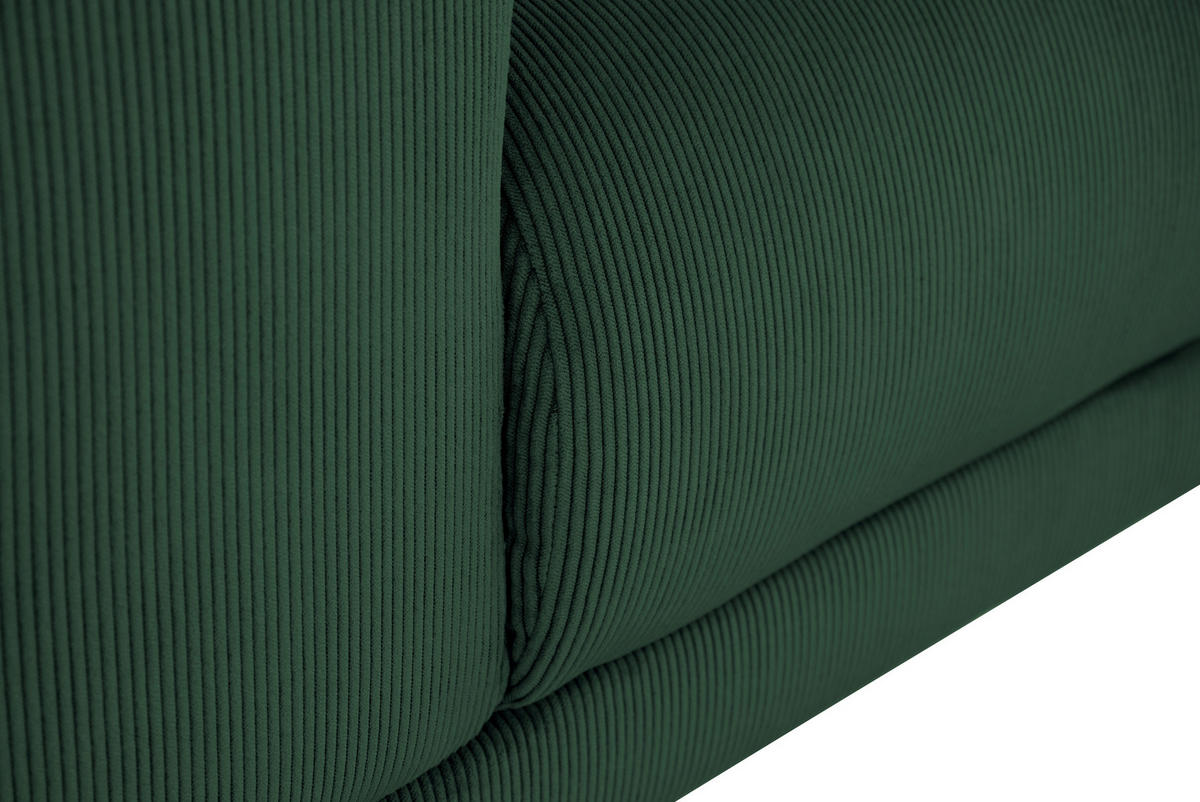 ECKSOFA ERNO in Cord Grün  262/183 cm  - Schwarz/Grün, Design, Textil/Metall (262/183cm) - MID.YOU