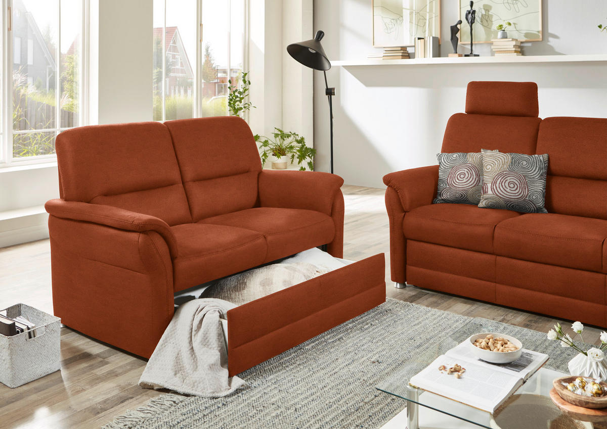 SITZGARNITUR in Mikrofaser Terracotta  - Terracotta/Alufarben, KONVENTIONELL, Textil/Metall (192/96/89cm) - Beldomo Comfort