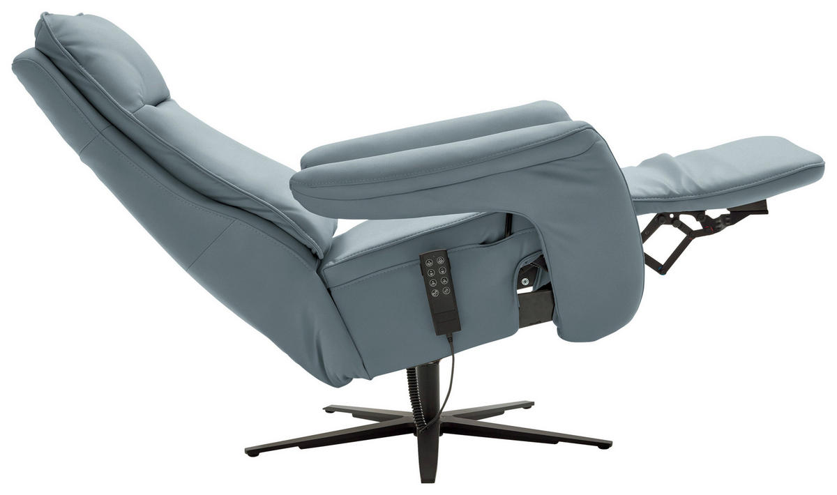 RELAXSESSEL in Leder Blaugrau  - Blaugrau/Schwarz, Design, Leder/Metall (83/116/87cm) - Valdera