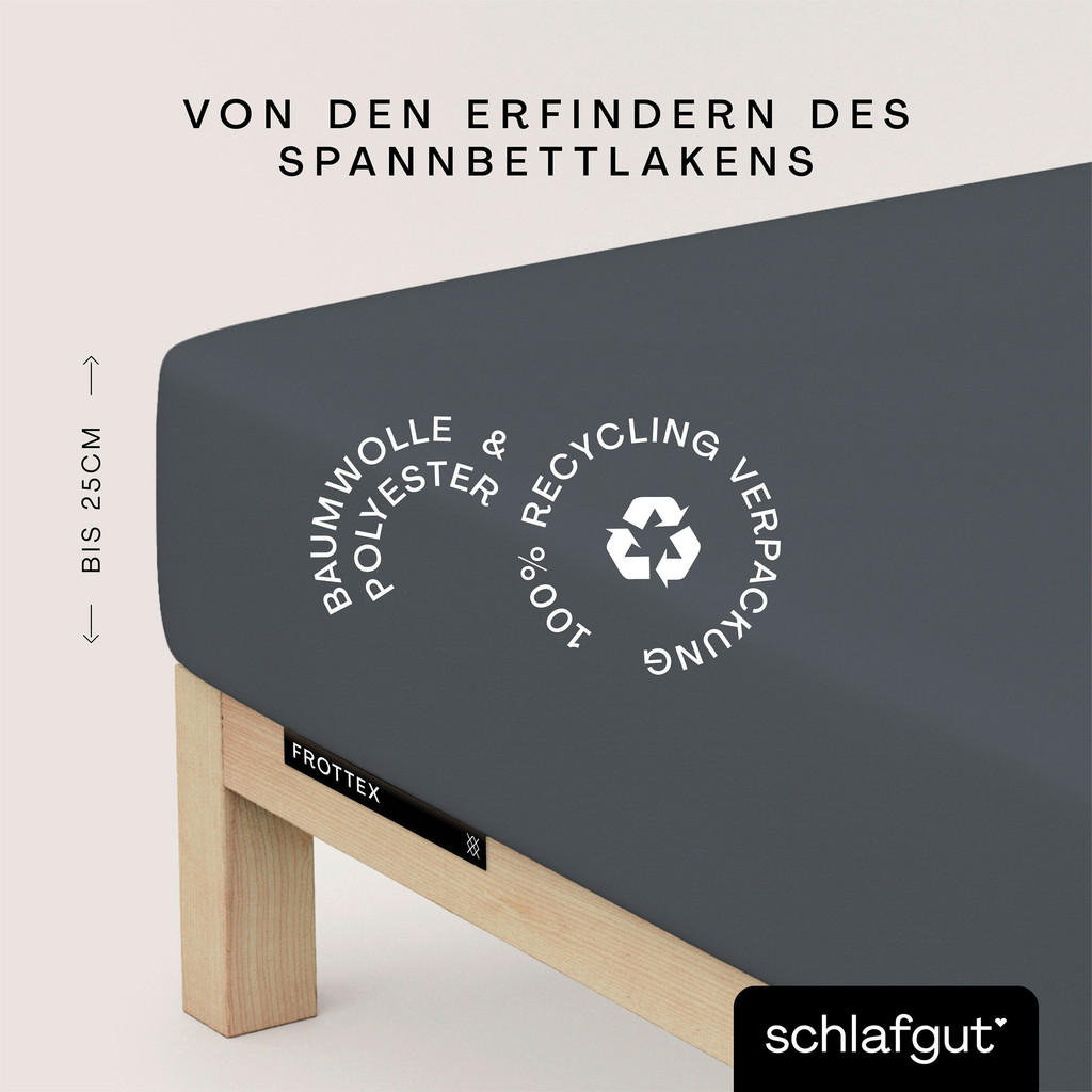 Thumbnail - Schlafgut Spannbetttuch Frottex, Dunkelgrau, Textil, 100x200 cm, Oeko-Tex® Made IN Green, Oeko-Tex® Standard 100, Hohens...