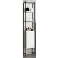 HOCHSCHRANK 33/185/30 cm  - Weiss/Silberfarben, Modern, Holzwerkstoff/Metall (33/185/30cm) - MID.YOU