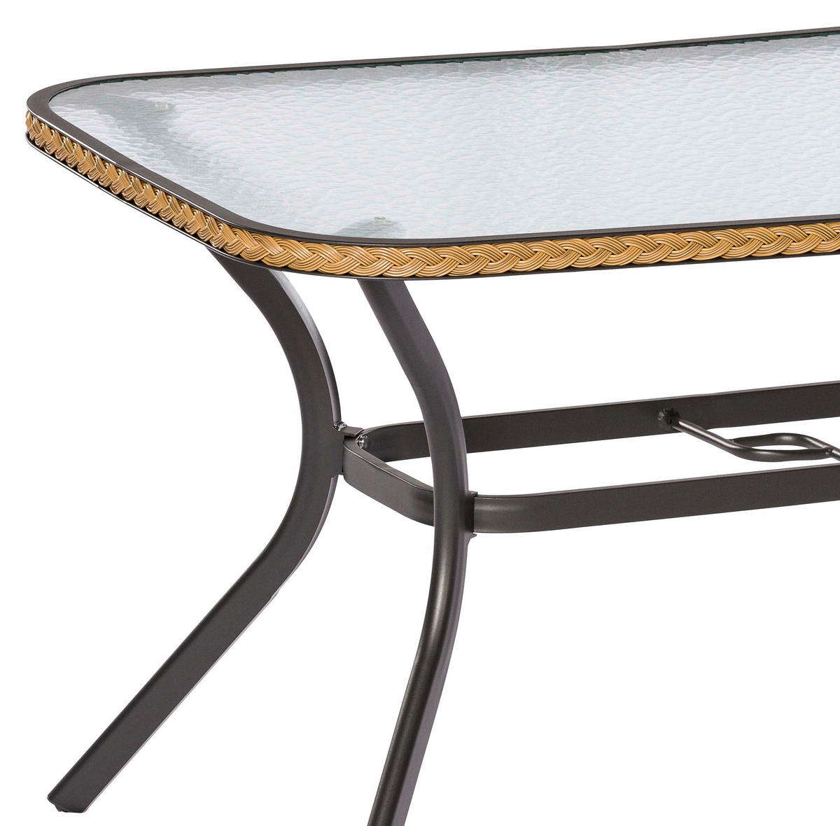 GARTENTISCH 150/85/80 cm Metall, Glas rechteckig  - Graphitfarben/Naturfarben, ROMANTIK / LANDHAUS, Glas/Metall (150/85/80cm) - Gardenson