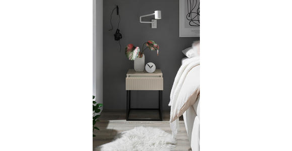 NACHTKÄSTCHEN 40/51,7/38,5 cm  in Schwarz, Kaschmir  - Kaschmir/Schwarz, MODERN, Holzwerkstoff/Metall (40/51,7/38,5cm) - Carryhome