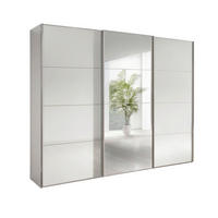 SCHWEBETÜRENSCHRANK 225/217/67 cm,  in Weiß, 3 Tür(en)  - Chromfarben/Weiß, MODERN, Glas/Holzwerkstoff (225/217/67cm) - Chameo