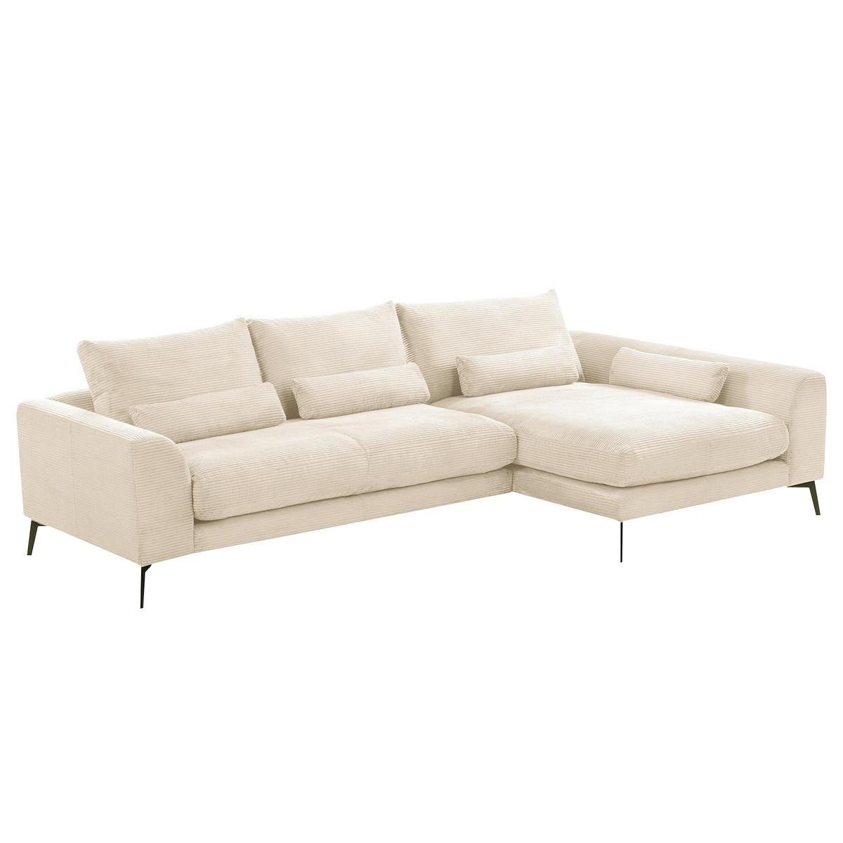 ECKSOFA Creme Cord Nierenkissen, Rückenkissen  - Creme/Schwarz, Design, Textil/Metall (313/172cm) - P & B