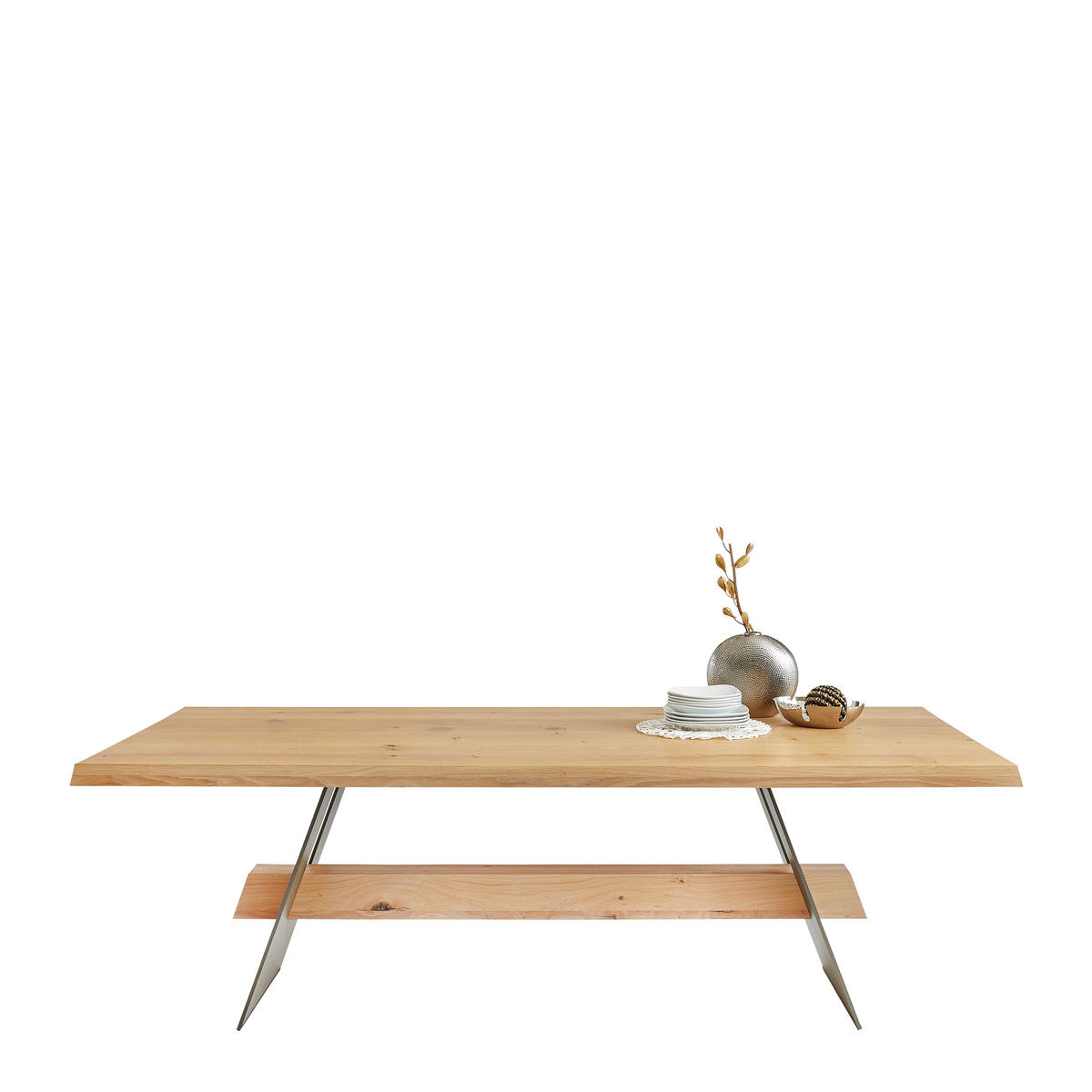 ESSTISCH Asteiche vollmassiv rechteckig Eichefarben, Dunkelgrau  - Eichefarben/Dunkelgrau, Design, Holz/Metall (240/100/77cm) - Musterring