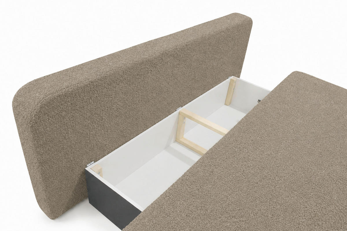 SCHLAFSOFA FREDO Bouclé Hellbraun  inkl.  - Hellbraun/Schwarz, Design, Kunststoff/Textil (212/93/100cm) - MID.YOU