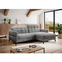 ECKSOFA in Samt Hellgrau  225/160 cm  - Hellgrau/Schwarz, Design, Textil/Metall (225/160cm) - MID.YOU