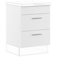 KOCHFELDUMBAUSCHRANK IP1200 60/87,8/57,6 cm Weiß  - Edelstahlfarben/Weiß, Basics, Holzwerkstoff/Metall (60/87,8/57,6cm) - Impuls