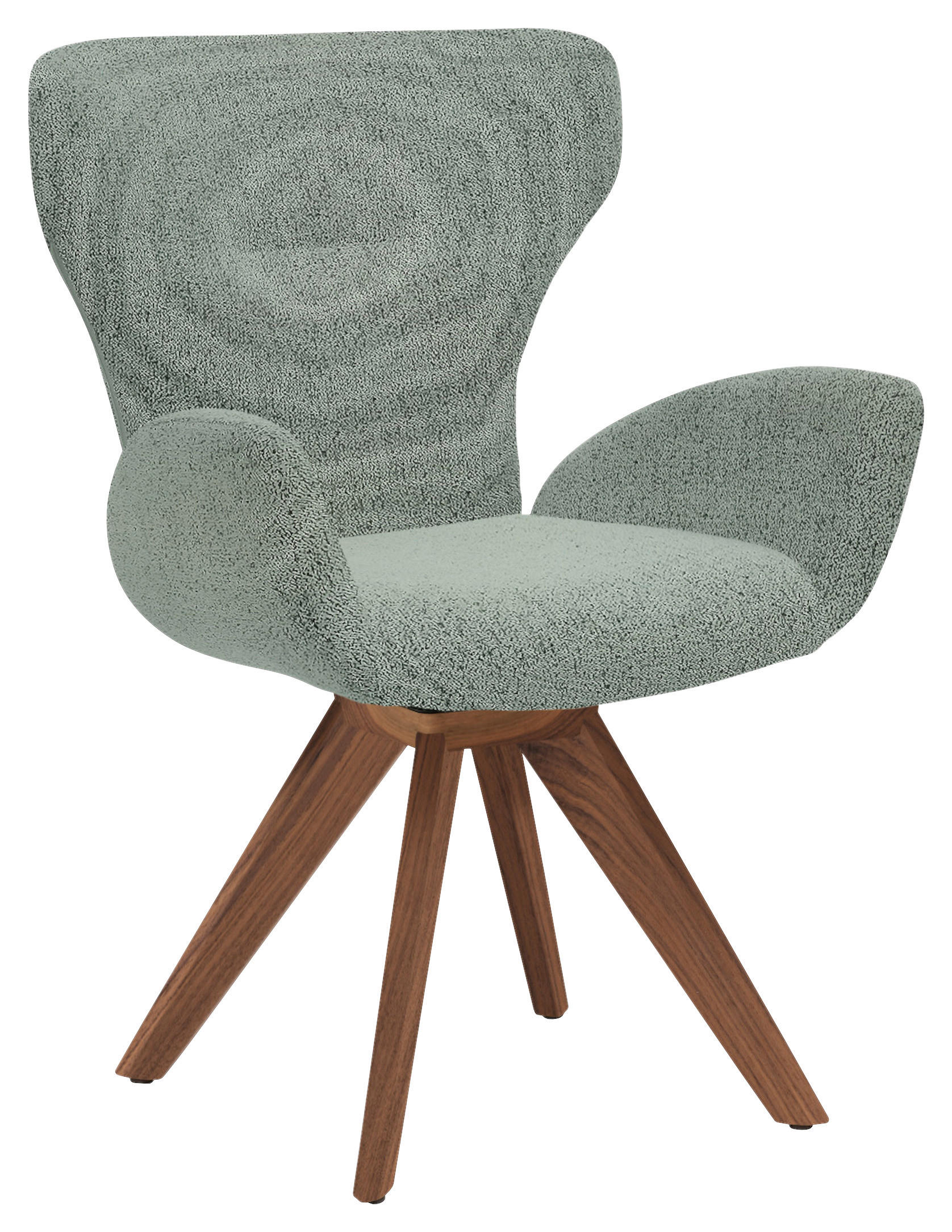 ARMLEHNSTUHL  Stoffauswahl, Typenauswahl, inklusive Armlehnen, Gestellauswahl, gepolsterte Armlehnen Bouclé  - Blau/Nussbaumfarben, Design, Holz/Textil (65/93/68cm) - Musterring