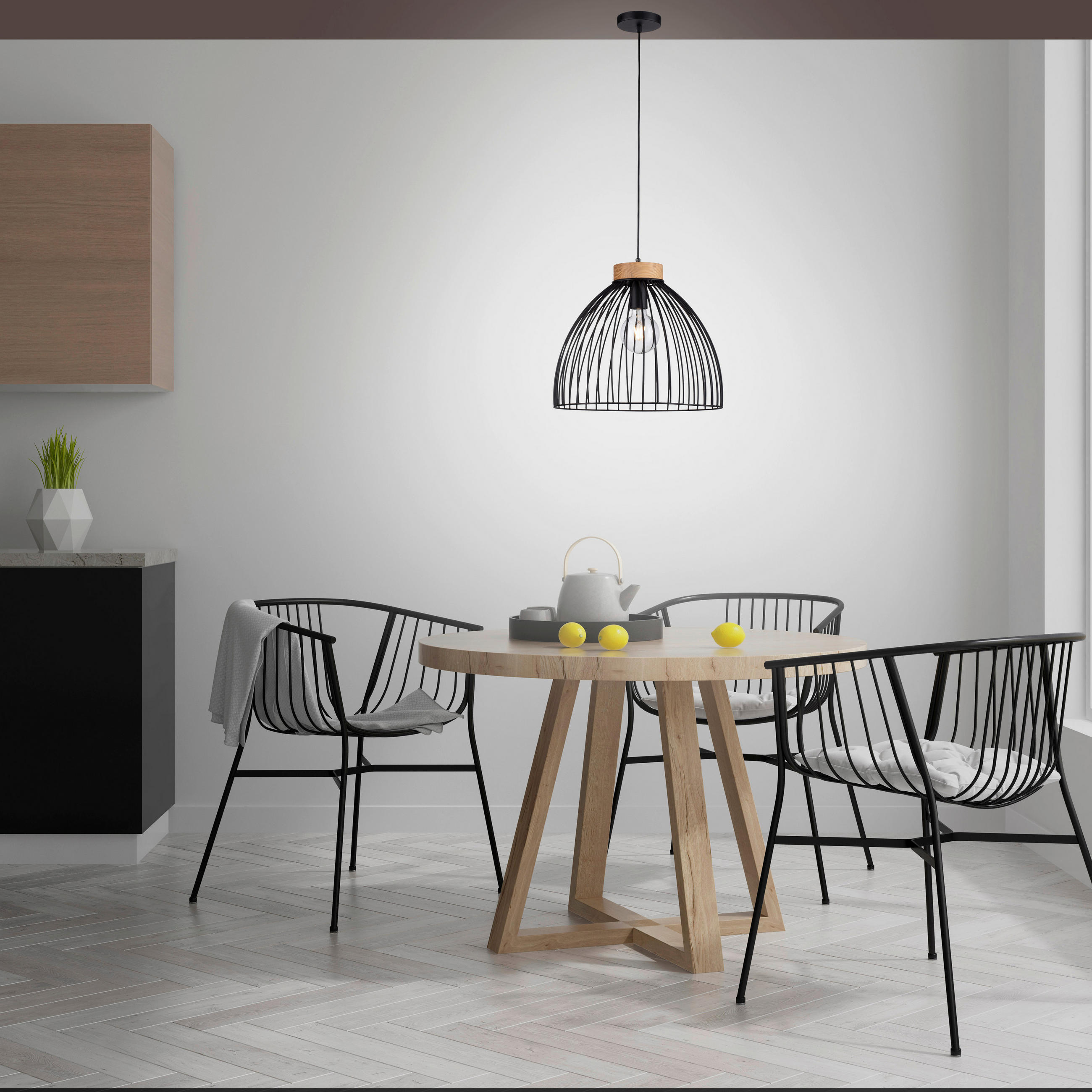 VISEČA NIHALNA SVETILKA     40/40/120 cm        25 W E27 - črna, Trend, kovina/les (40/40/120cm)