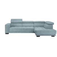 ECKSOFA in Mikrofaser Hellblau  301/207 cm  - Schwarz/Hellblau, Design, Textil/Metall (301/207cm) - Xora