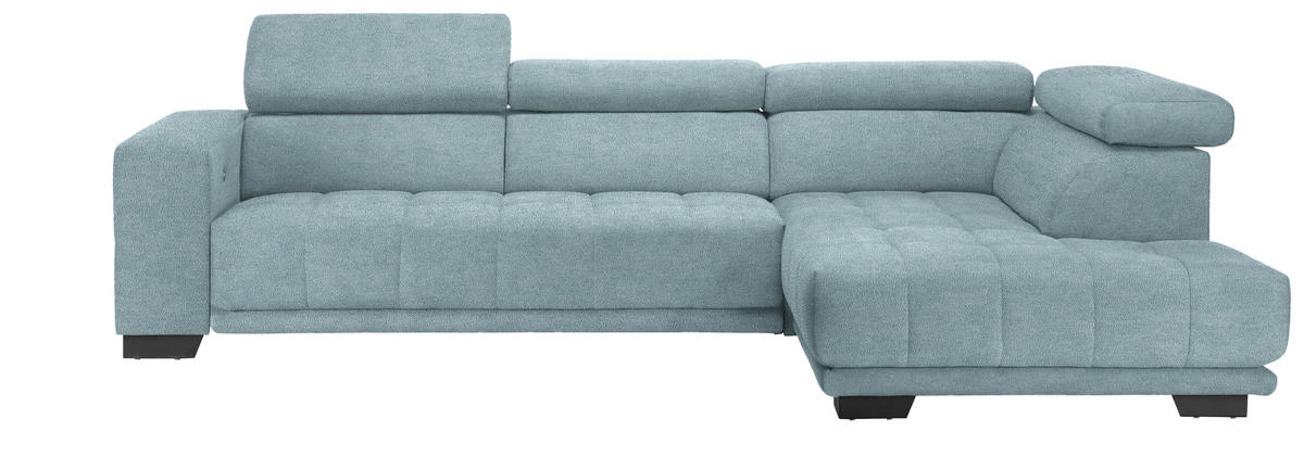 ECKSOFA in Mikrofaser Hellblau  301/207 cm  - Schwarz/Hellblau, Design, Textil/Metall (301/207cm) - Xora