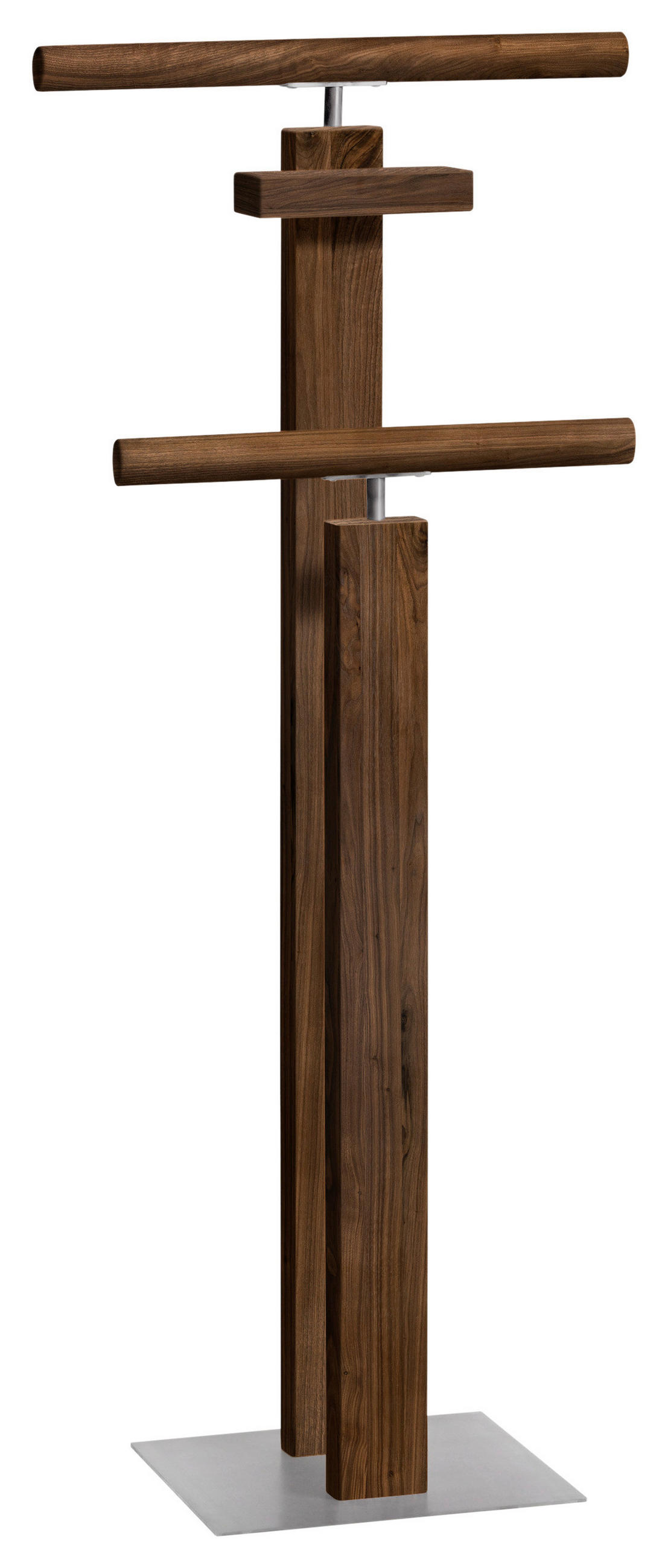 HERRENDIENER in Nussbaumfarben, Alufarben 45/107/28 cm   - Nussbaumfarben/Alufarben, KONVENTIONELL, Holz/Metall (45/107/28cm) - Hasena