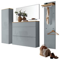 GARDEROBE 5-teilig  in 255/195/31 cm  - Grau, Design, Glas/Holz (255/195/31cm)