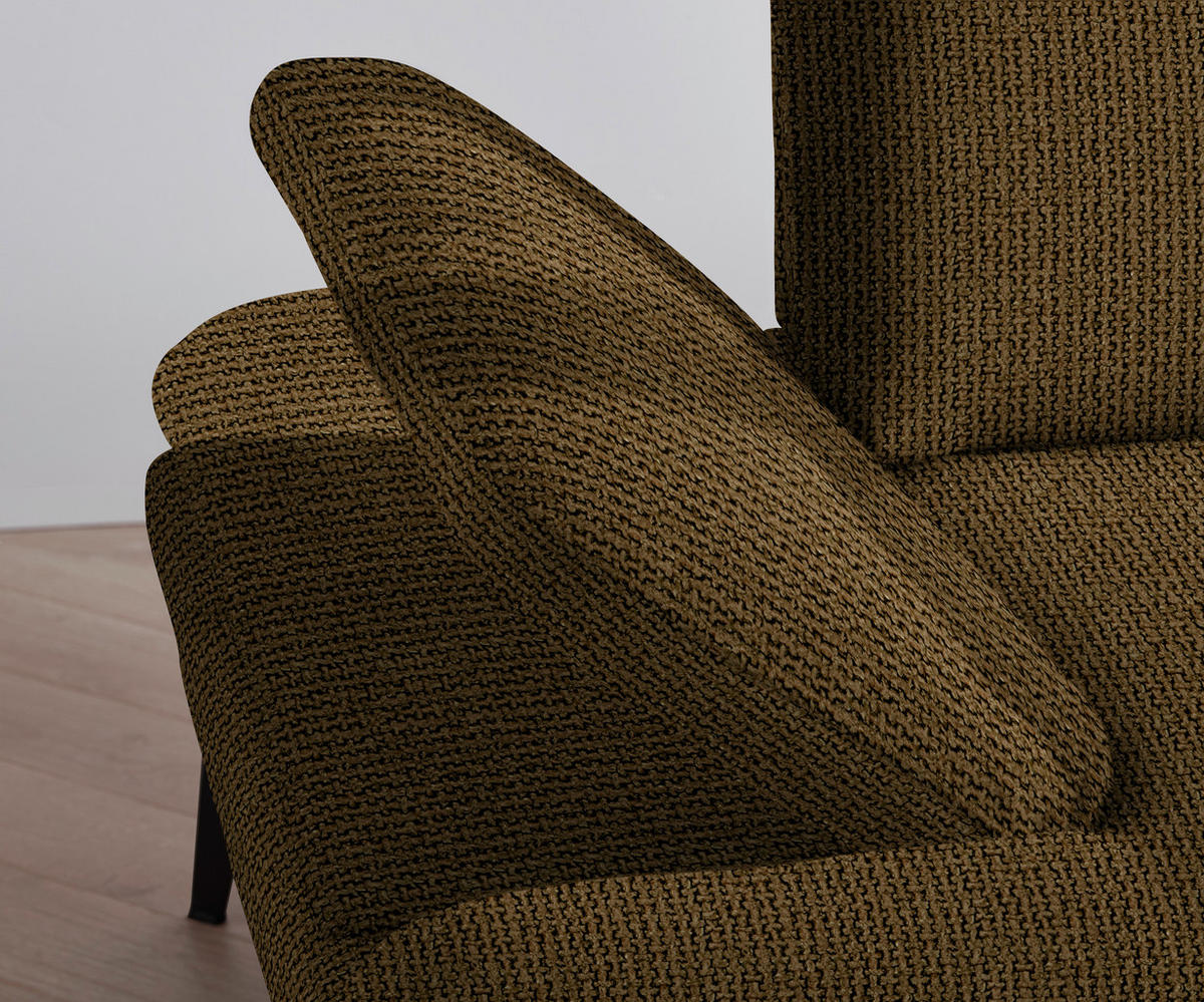 ECKSOFA Messingfarben Webstoff  - Messingfarben/Schwarz, Design, Textil/Metall (289/180cm) - Stylife